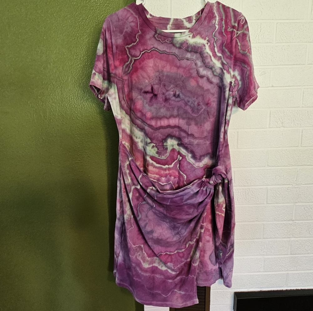 Custom Geode Tie Dye Short Sleeve Mini T-Shirt Wrap Dress A New Day Large COPY